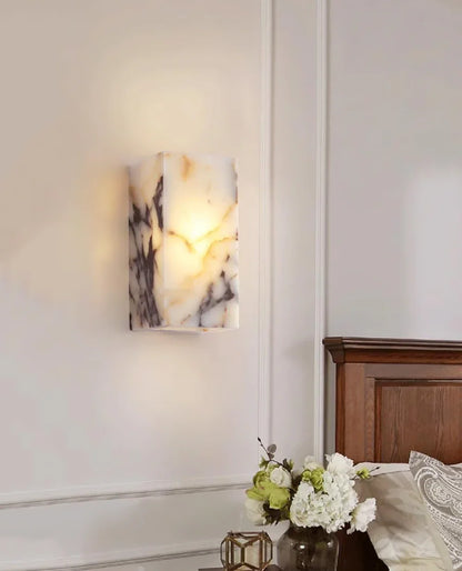 Royelux Modern Natural Marble Wall Sconce | Elegant Stone & Brass Wall Light
