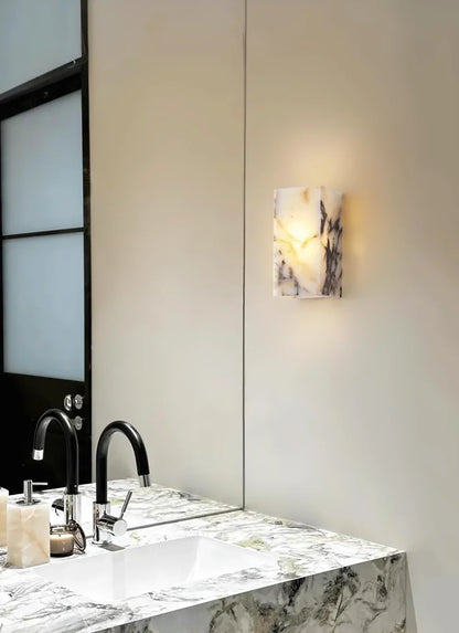 Royelux Modern Natural Marble Wall Sconce | Elegant Stone & Brass Wall Light