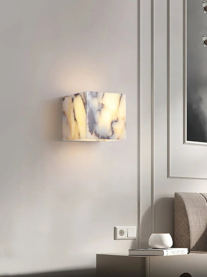 Royelux Modern Natural Marble Wall Sconce | Elegant Stone & Brass Wall Light