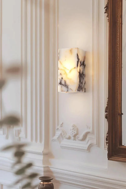 Royelux Modern Natural Marble Wall Sconce | Elegant Stone & Brass Wall Light
