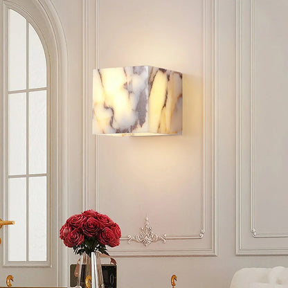 Royelux Modern Natural Marble Wall Sconce | Elegant Stone & Brass Wall Light