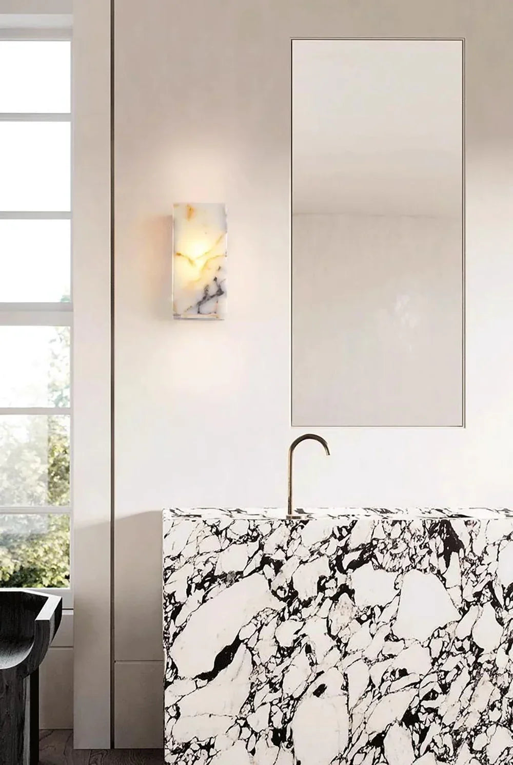 Royelux Modern Natural Marble Wall Sconce | Elegant Stone & Brass Wall Light