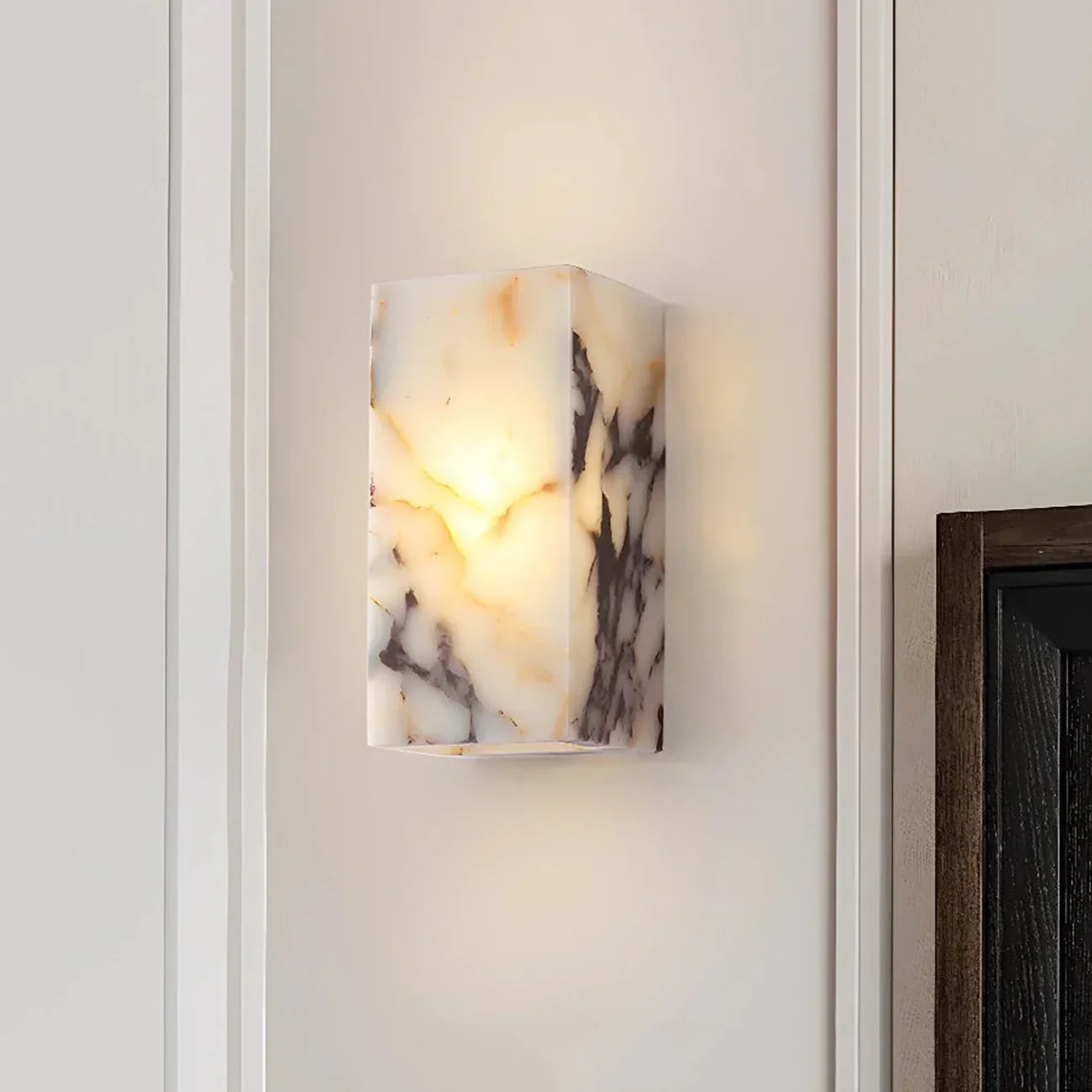 Royelux Modern Natural Marble Wall Sconce | Elegant Stone & Brass Wall Light