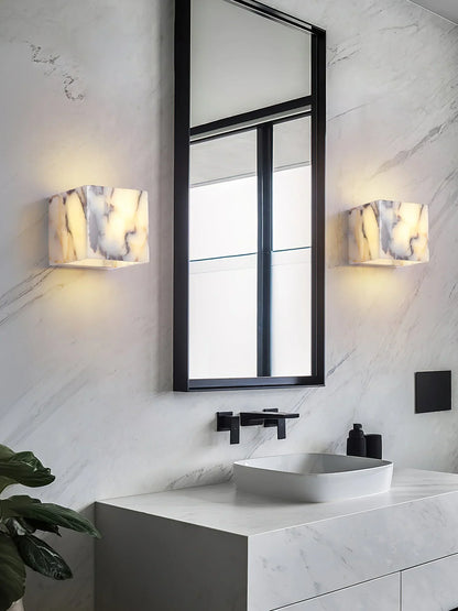 Royelux Modern Natural Marble Wall Sconce | Elegant Stone & Brass Wall Light