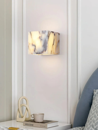 Royelux Modern Natural Marble Wall Sconce | Elegant Stone & Brass Wall Light