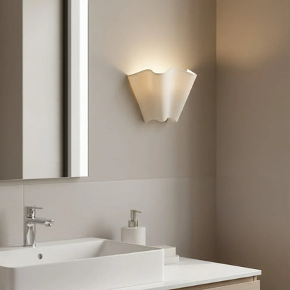Royelux Modern Wavy Ivory Linen Wall Sconce for Bedroom & Living Room