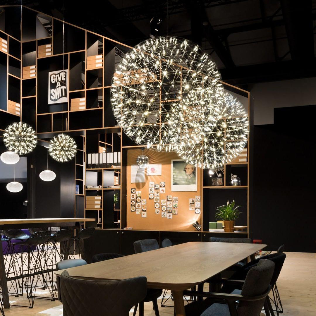 LuxRoyale Modern Ball Chandelier - Metal Sphere With  Starry Glow