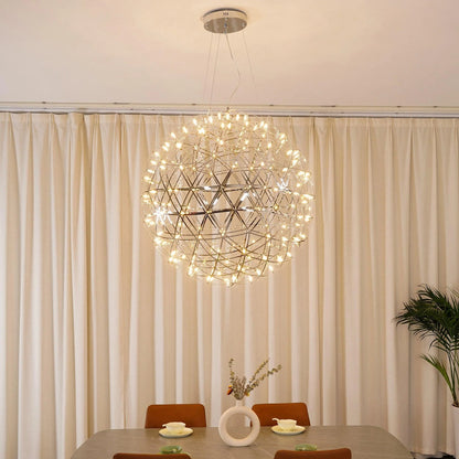LuxRoyale Modern Ball Chandelier - Metal Sphere With  Starry Glow