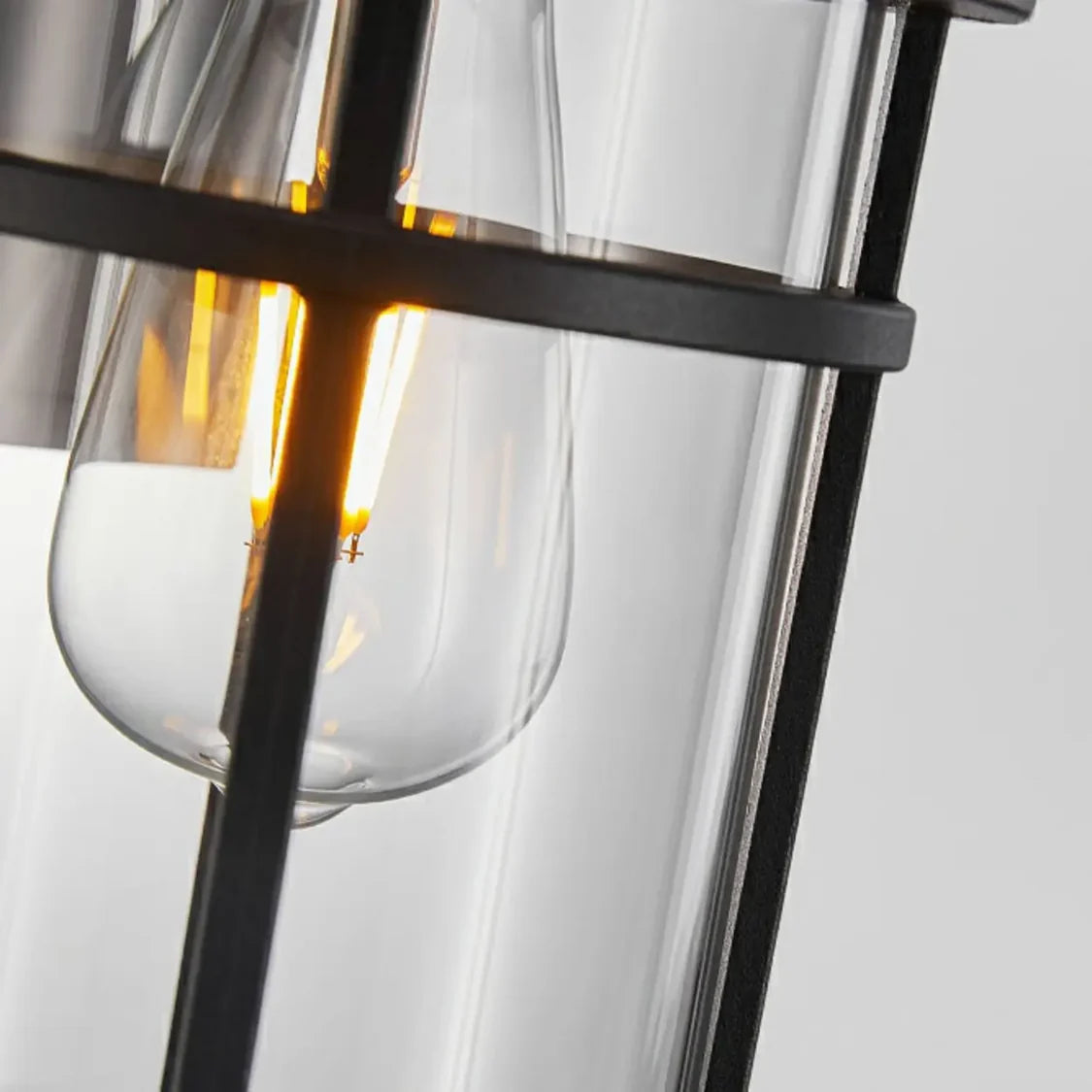 LuxRoyale Outdoor Wall Sconce Black Modern IP55 Waterproof Clear Glass Shade Lamp