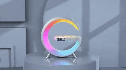 Royelux Multifunctional G-Shape Wireless Charger – Bluetooth Speaker & Sunrise Alarm - White