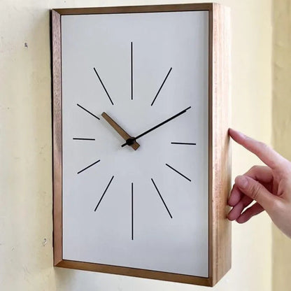 Royelux Modern Acacia Wood Desk Clock - Minimalist White Face Table Clock