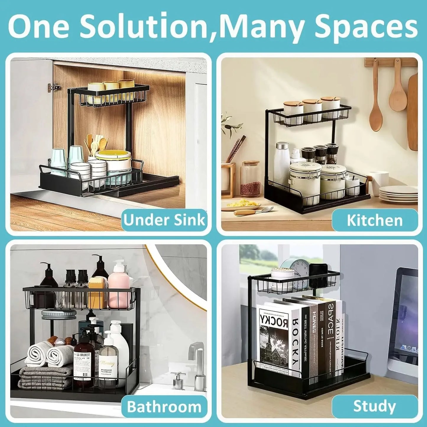 Luxora 2 Tier Slide Out Under Sink Organizer for Kitchen