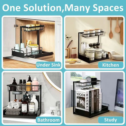Luxora 2 Tier Slide Out Under Sink Organizer for Kitchen