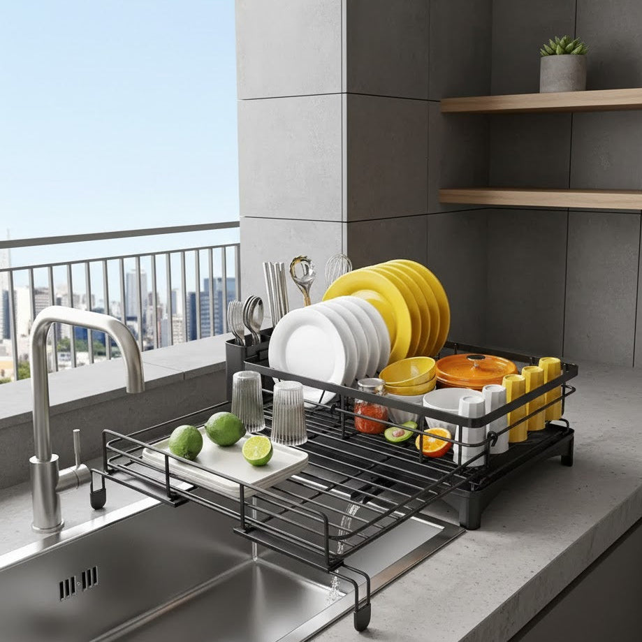 Royallure Large Dish Drying Rack with Drainboard Rustproof Dish Drainer for Kitchen
