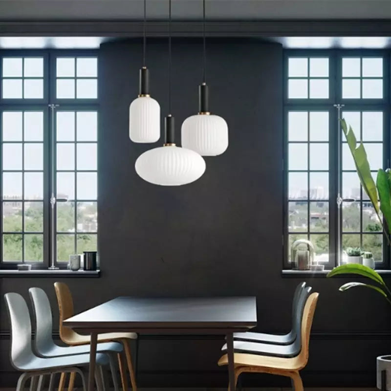 Luxora Nordic Glass Pendant Light, Brass Finish Warm Glow Hanging Lamp