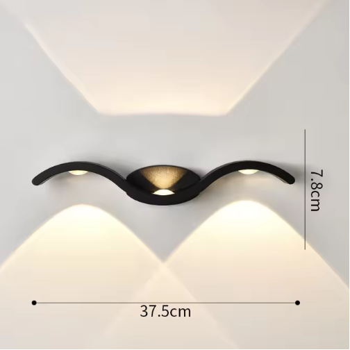 LuxRoyale Wave Outdoor Up Down LED Wall Light, Modern IP65 Waterproof Sconce
