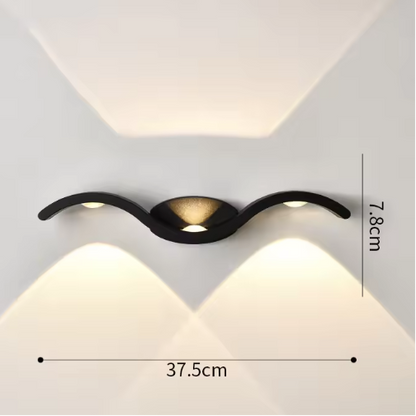 LuxRoyale Wave Outdoor Up Down LED Wall Light, Modern IP65 Waterproof Sconce