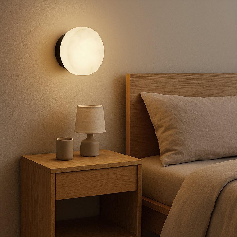 LuxRoyale Luxury Spanish Natural Marble Circular Wall Lamp