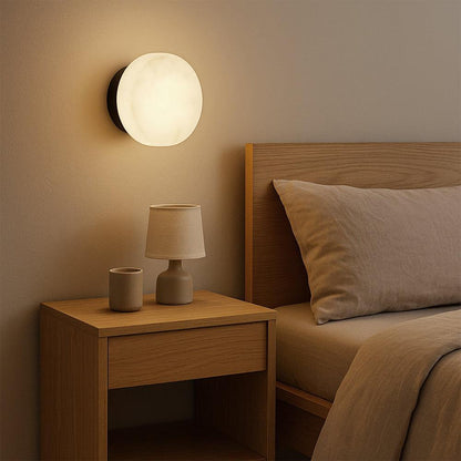 LuxRoyale Luxury Spanish Natural Marble Circular Wall Lamp