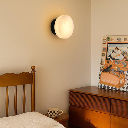 LuxRoyale Luxury Spanish Natural Marble Circular Wall Lamp