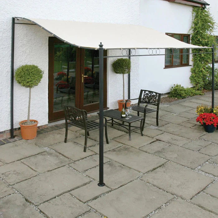 Waterproof garden patio awning canopy with UV protection and heat reduction. Made from high-density polyester with PU coating for durability. Ideal for outdoor shading in patios, gardens, and pool areas.