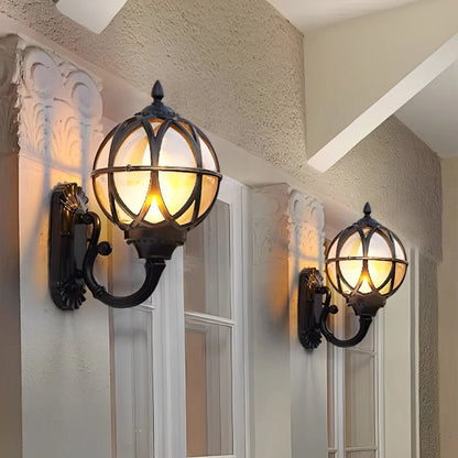 RoyaleGlow Bronze Outdoor Wall Sconce - Vintage Style Porch Light with Clear Glass Shade