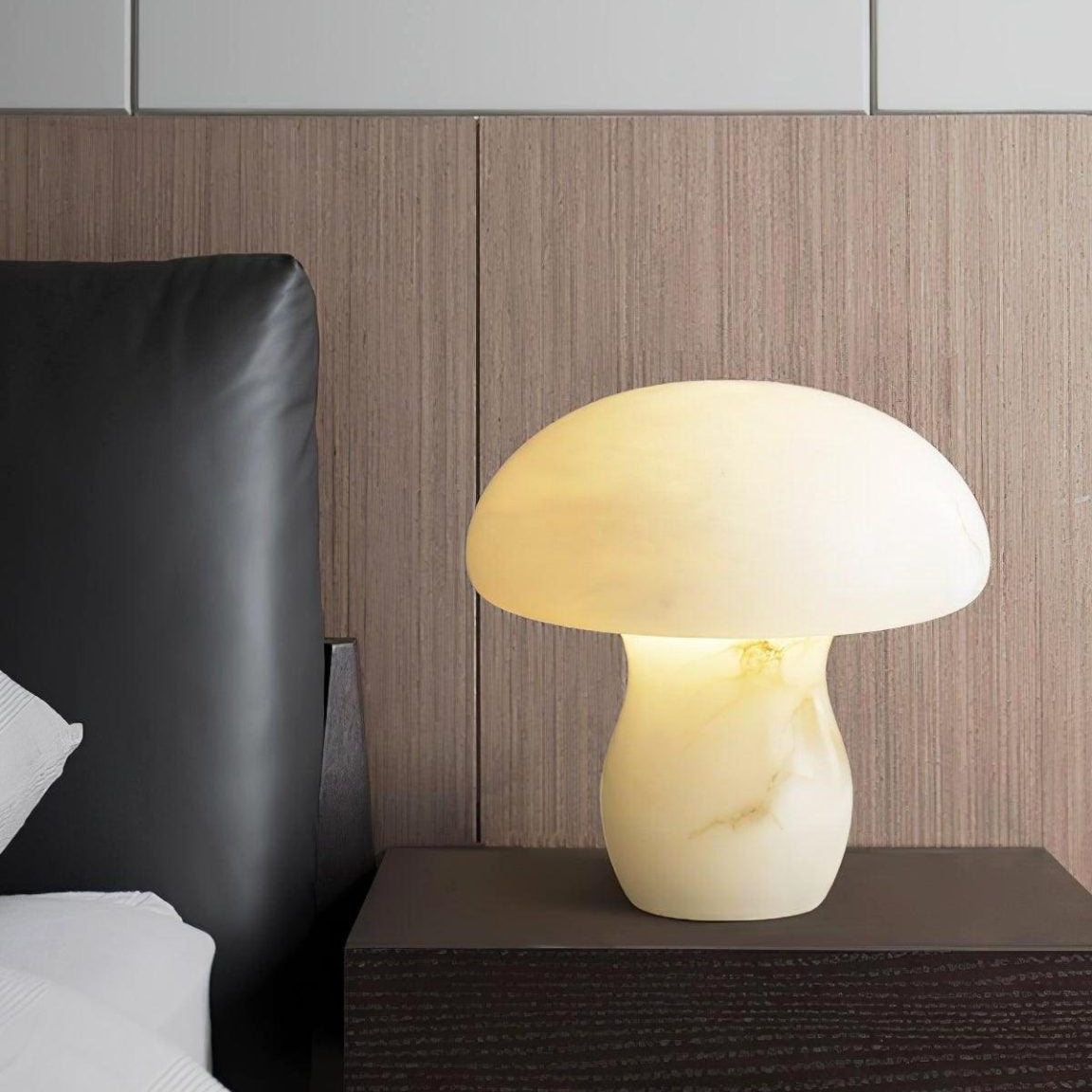 RoyaleGlow Rechargeable Alabaster Mushroom Lamp - Cordless & Dimmable LED Table Light