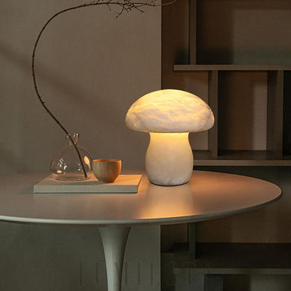 RoyaleGlow Rechargeable Alabaster Mushroom Lamp - Cordless & Dimmable LED Table Light