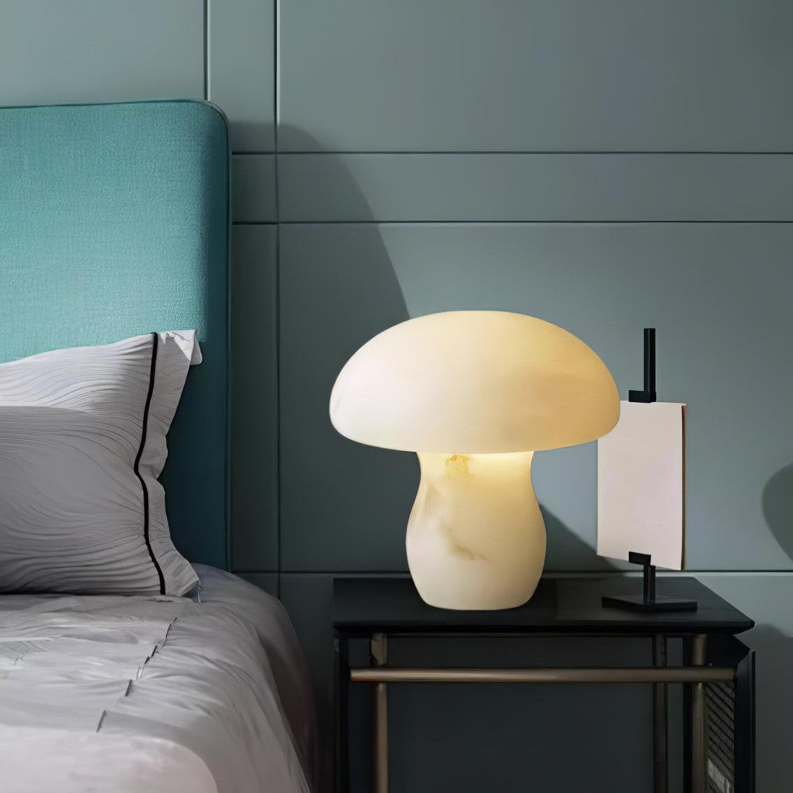 RoyaleGlow Rechargeable Alabaster Mushroom Lamp - Cordless & Dimmable LED Table Light