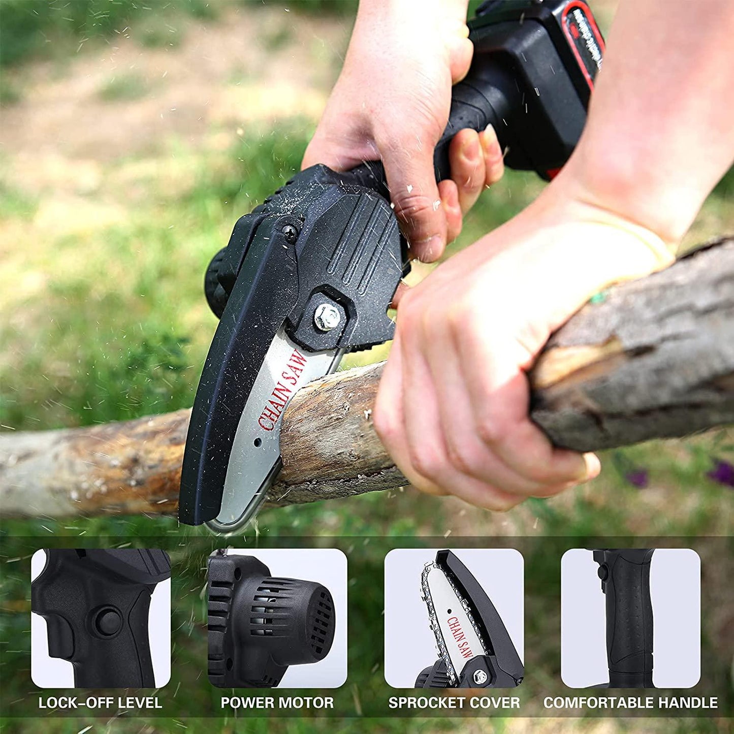 Royaleva Upgraded 24V Mini Chainsaw Lightweight Cordless