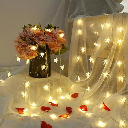 Lumora StarString LED Star Curtain Lights - Enchanting Holiday Decor